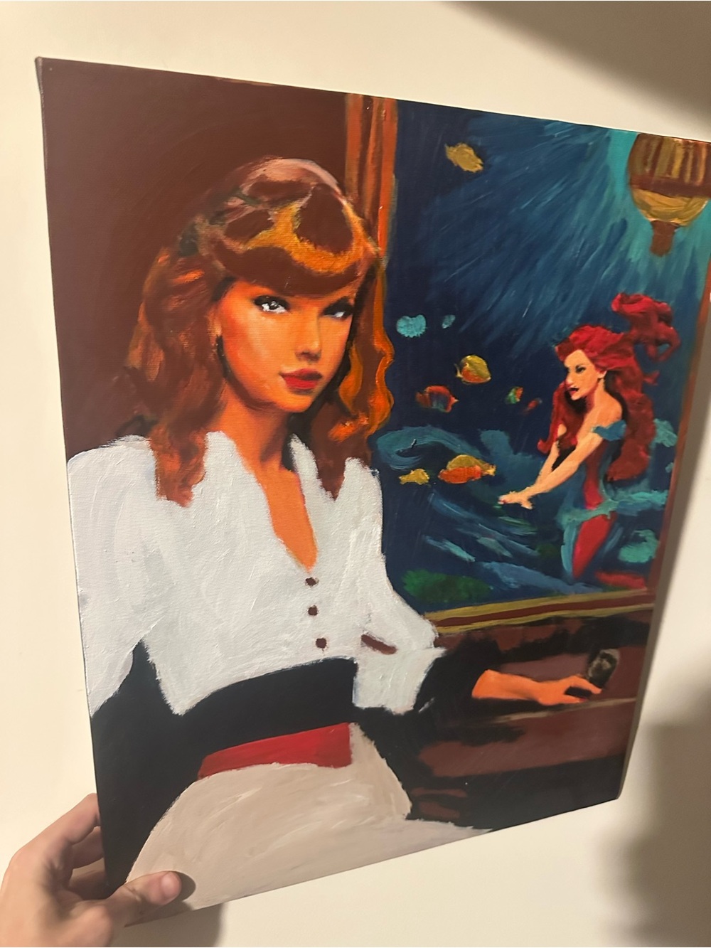 Taylor Swift little mermaid but daddy I love him Portrait Canvas painting 16x20